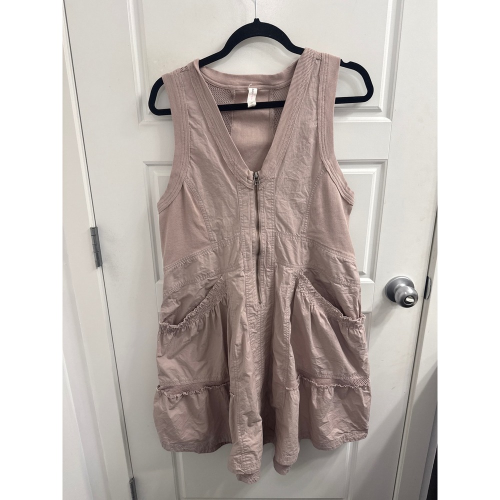 Daily Practice by Anthropologie Mauve Mixed Media Zip Front Mini Dress Womens M